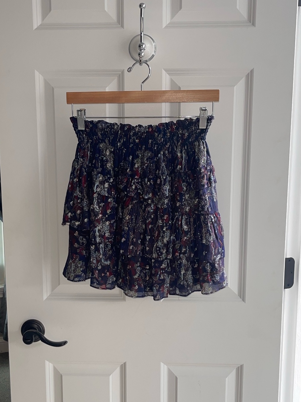 Isabel Marant Etoile HERTYSPE Naomi Skirt Purple Smocked Tiered Ruffle 38 FR SM - Picture 6 of 8